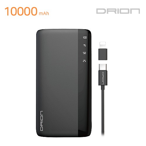 오늘의쇼핑은 드리온 USB 2 PORT 보조배터리 10000mAh ( C-TYPE CABLE + 8 PIN GEN )