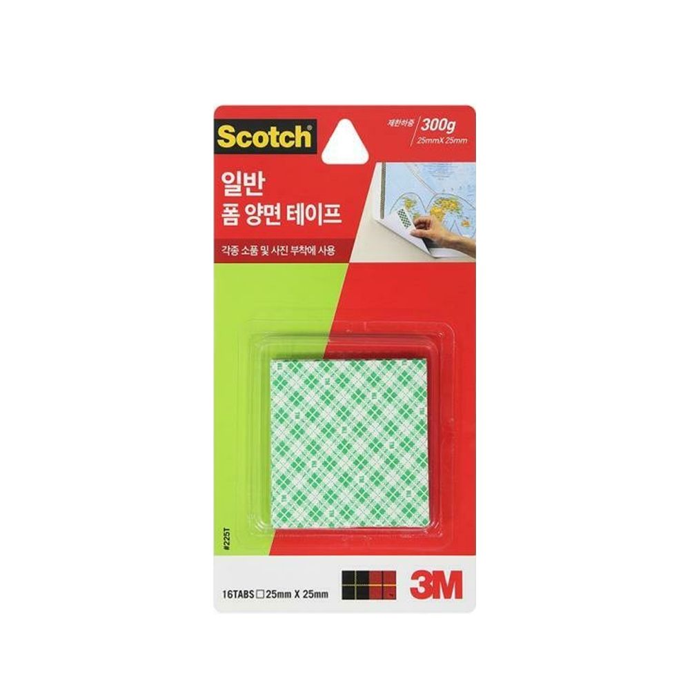 3M 스카치 225T 폼 양면테이프 (2.5cmx2.5) 16매입