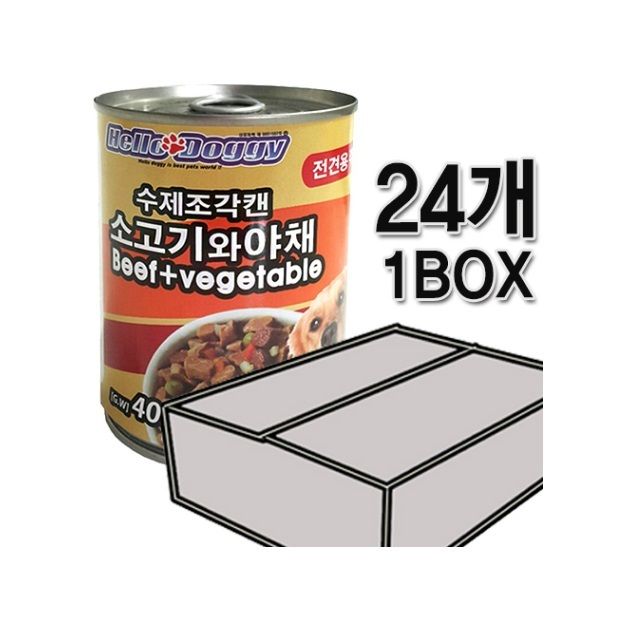 오늘의쇼핑은 헬로도기 수제조각캔 400g - 소고기와야채 24개1박스