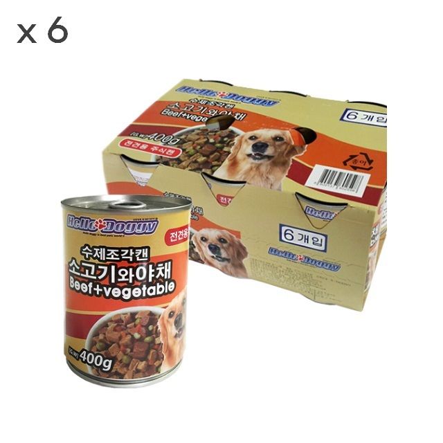 헬로도기 수제조각캔 400g - 소고기와야채x6개세트