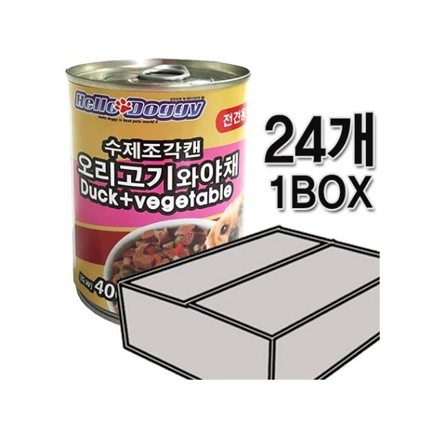 헬로도기 수제조각캔 400g 오리고기와야채 24개1박스