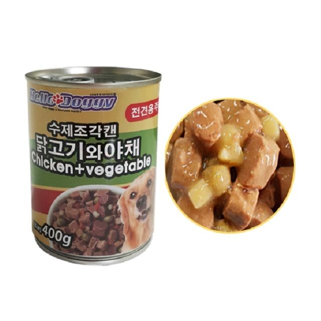 오늘의쇼핑은 헬로도기 수제조각캔(주식캔) 400g 닭고기와야채 1p