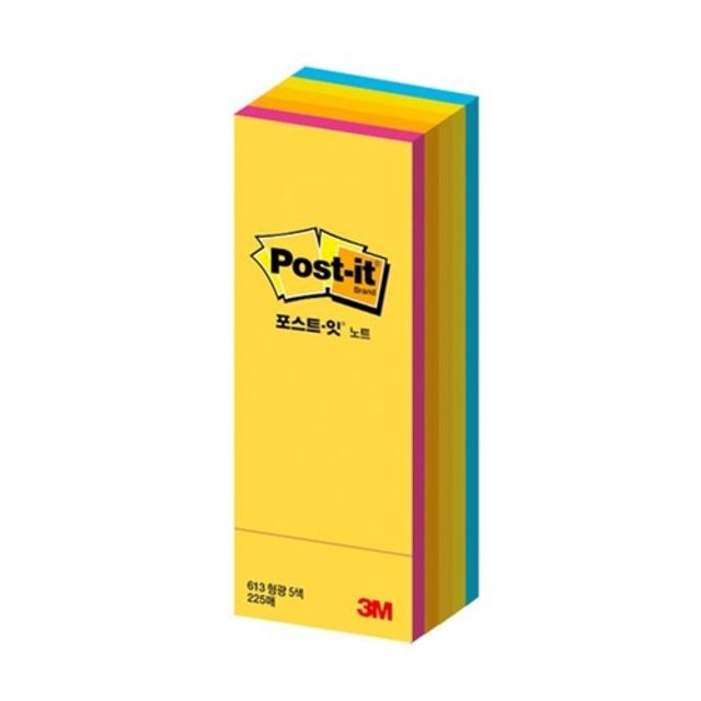 3M 포스트잇 네온 큐브 1x3/25x76mm 45매 5색 (1개)