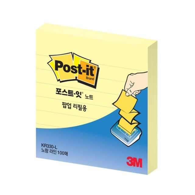 오늘의쇼핑은 3M 포스트잇 팝업리필 KR-330-L(654) 라인노랑/(76x