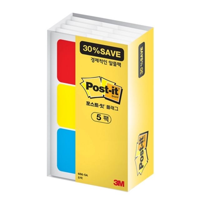 3M 포스트잇 플래그 알뜰팩 686-5A 5팩/(38x25.4mm)