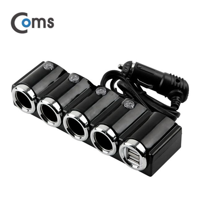 오늘의쇼핑은 Coms 12V 차량용 시가 소켓 4포트(4구)+USB 2포트