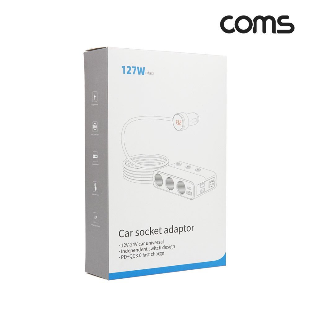 오늘의쇼핑은 Coms 차량용 시가 소켓 3구 USB-C USB-A PD QC3.0