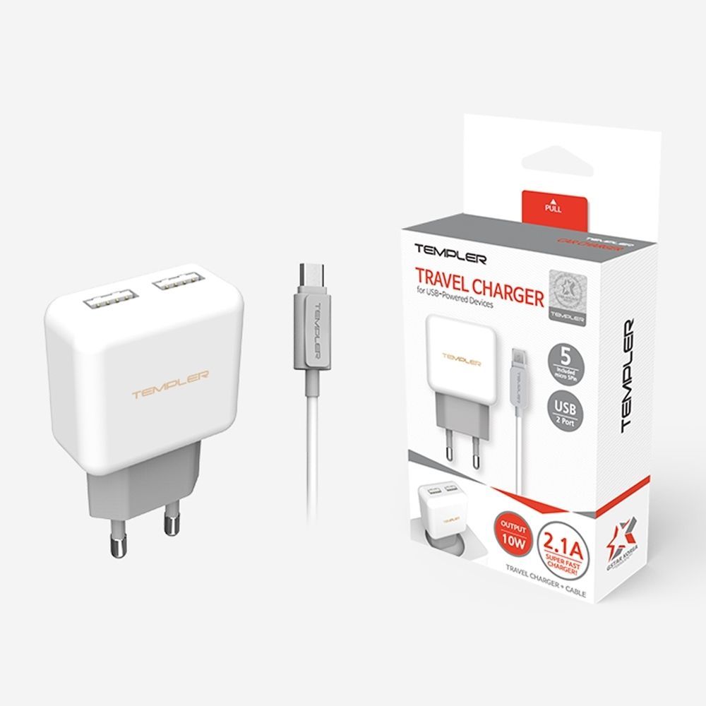 오늘의쇼핑은 템플러 분리형 2포트 5핀 2.1A 충전기 TEM-T1-210