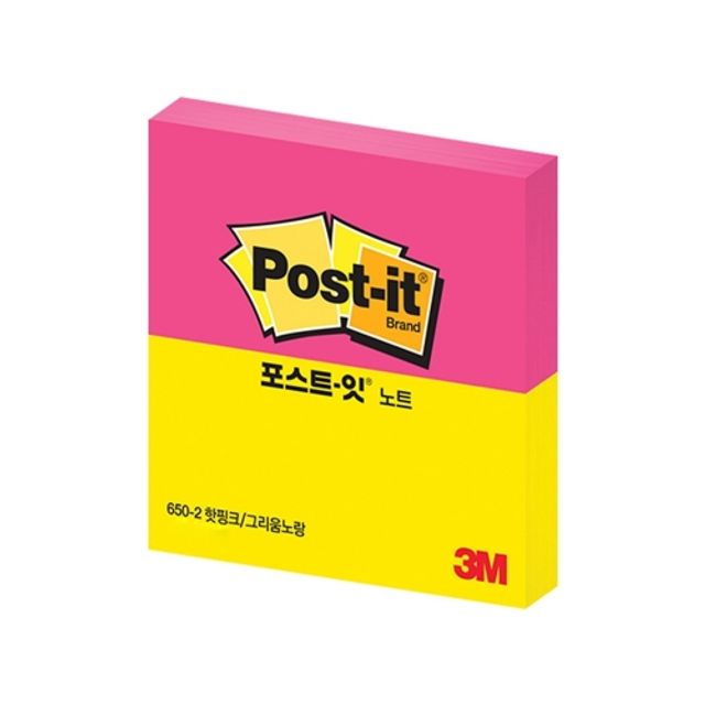 3M 포스트잇 노트 강한점착용 650 SSN 핫핑크/그리