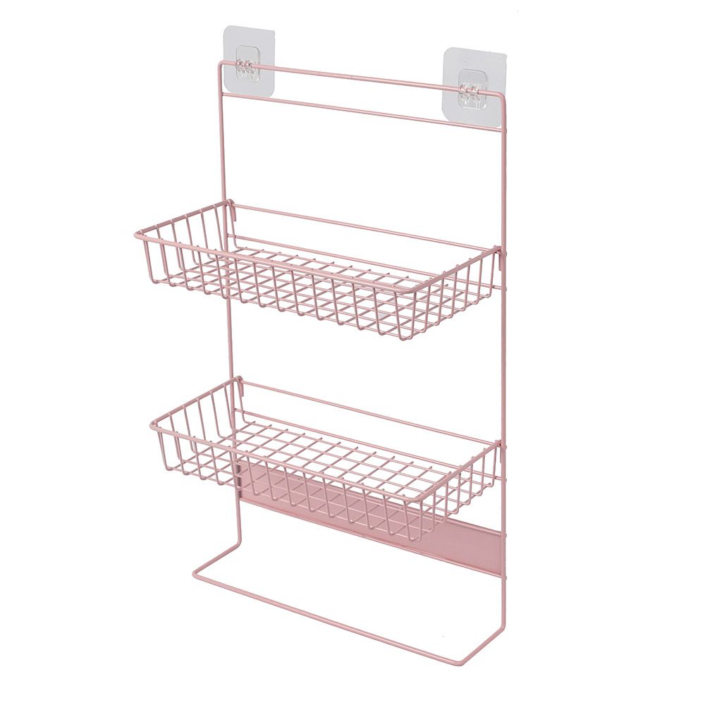 냉장고걸이 2단 스틸 수납선반 핑크