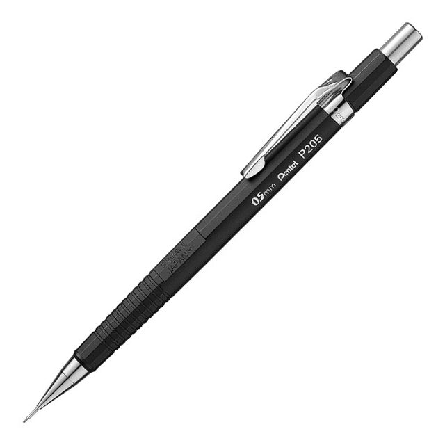 (Pentel) 펜텔 제도샤프 0.5mm P-205 검정바디 1자