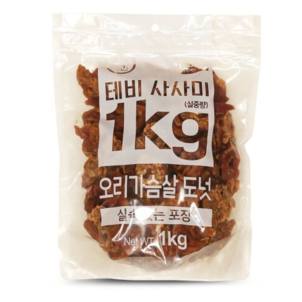 오늘의쇼핑은 테비 강아지 오리가슴살도넛 사사미 1kg 애견 간식