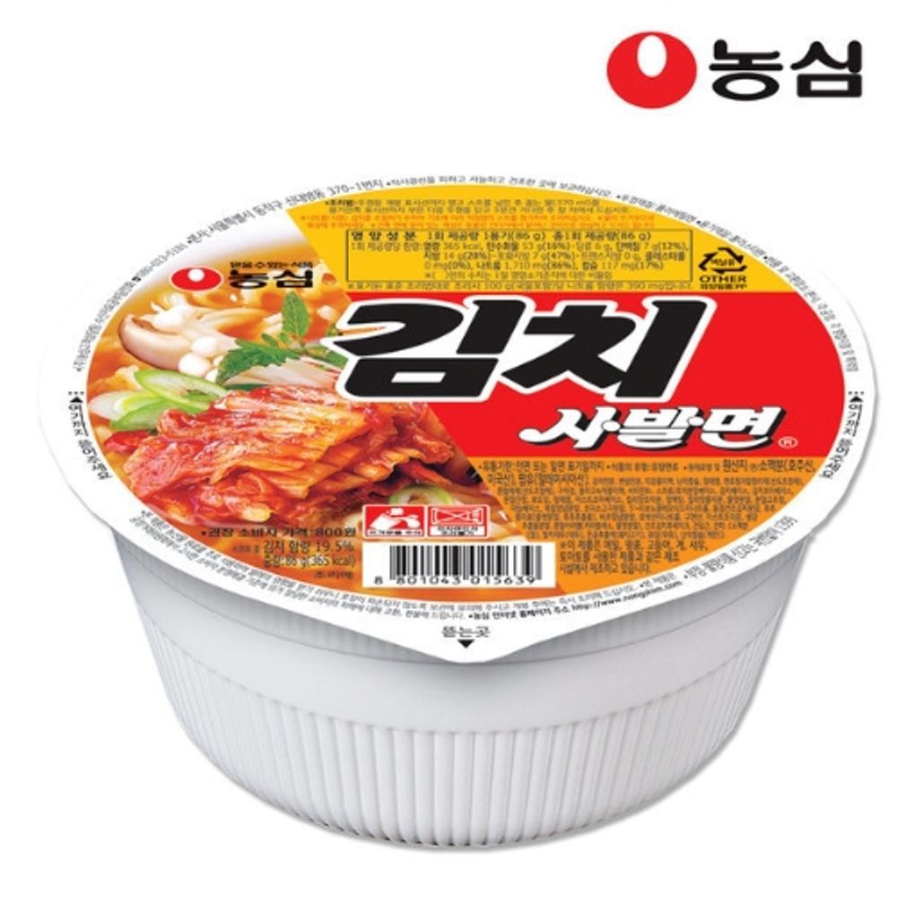 오늘의쇼핑은 농심 컵라면 김치 사발면 소 86G x 6EA 1박스