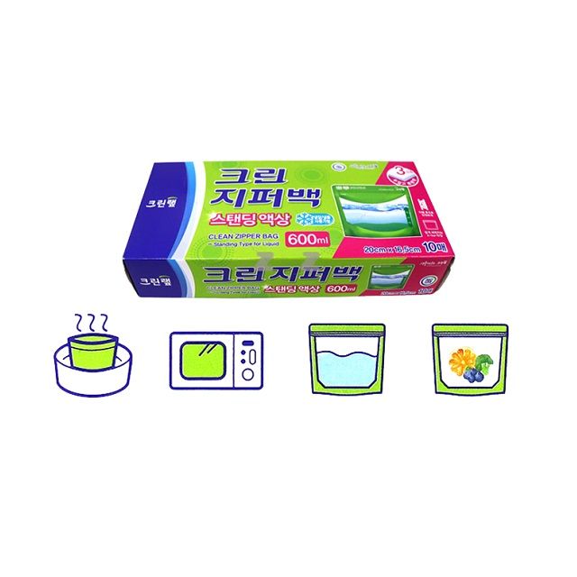 오늘의쇼핑은 스탠딩 음식보관 지퍼백 600ml 10매 국물보관비닐백