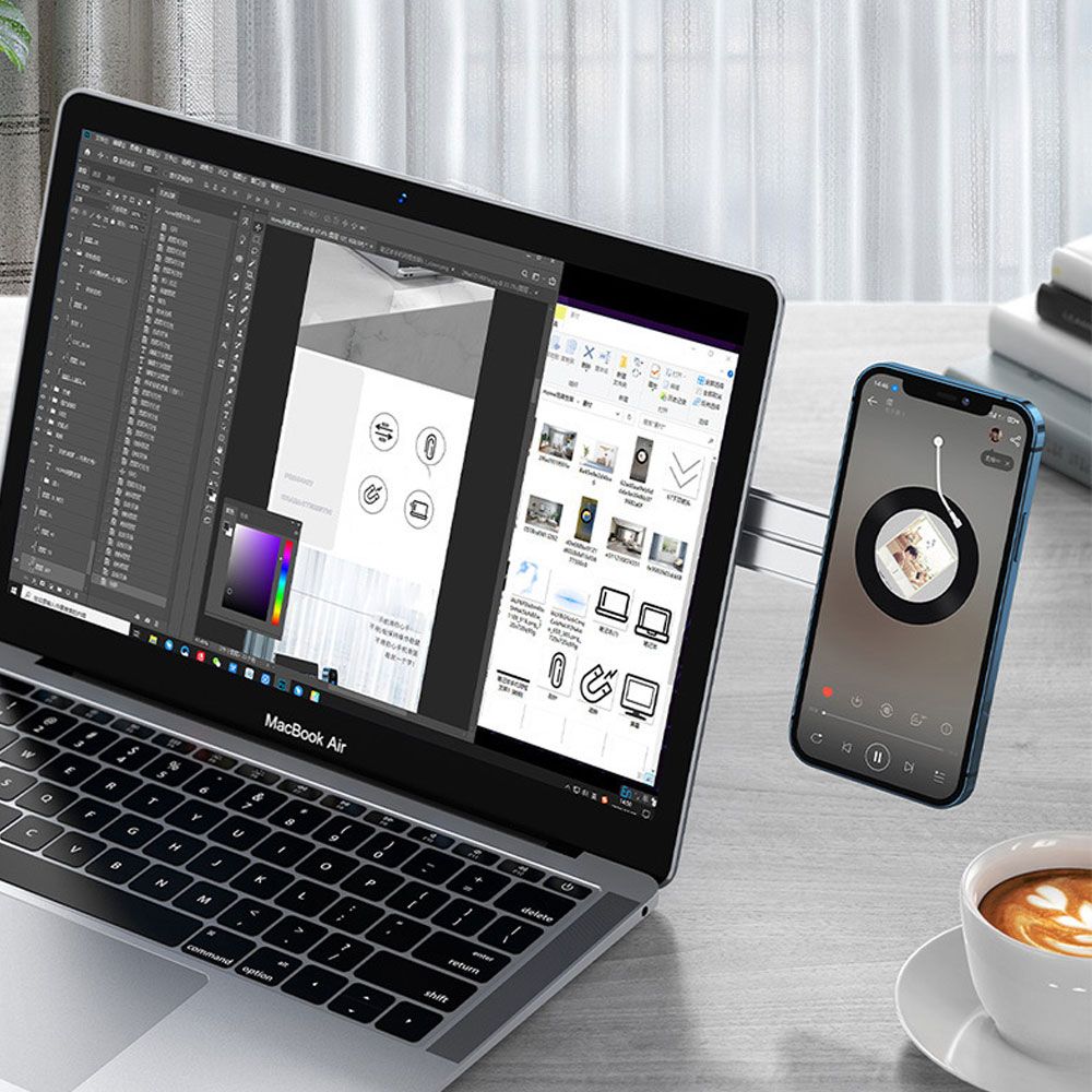 465 노트북 스마트폰 자석 거치대 모니터 듀얼 핸드폰
