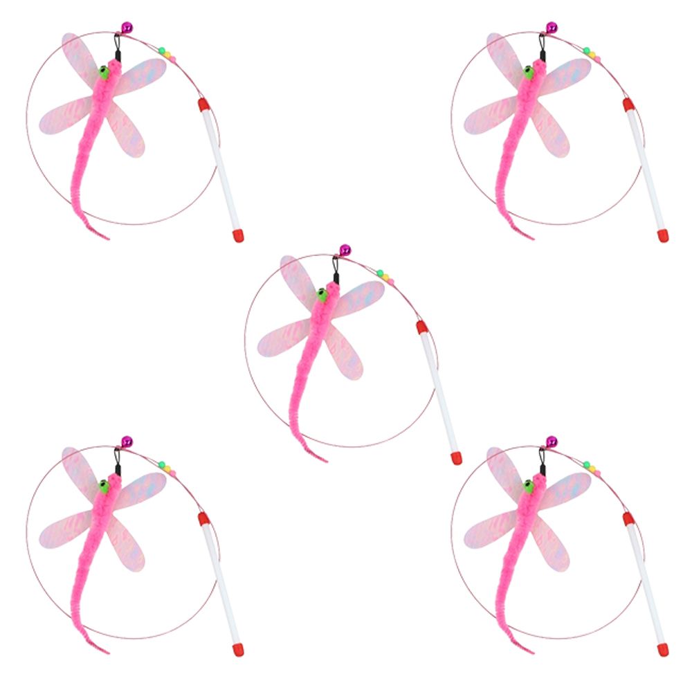 고양이 와이어 잠자리 낚시대 핑크 5P 반려묘 장난감