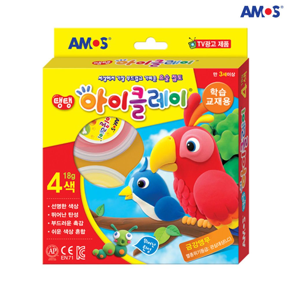 오늘의쇼핑은 아모스 아이클레이 학습교재용 18g (통) 4색